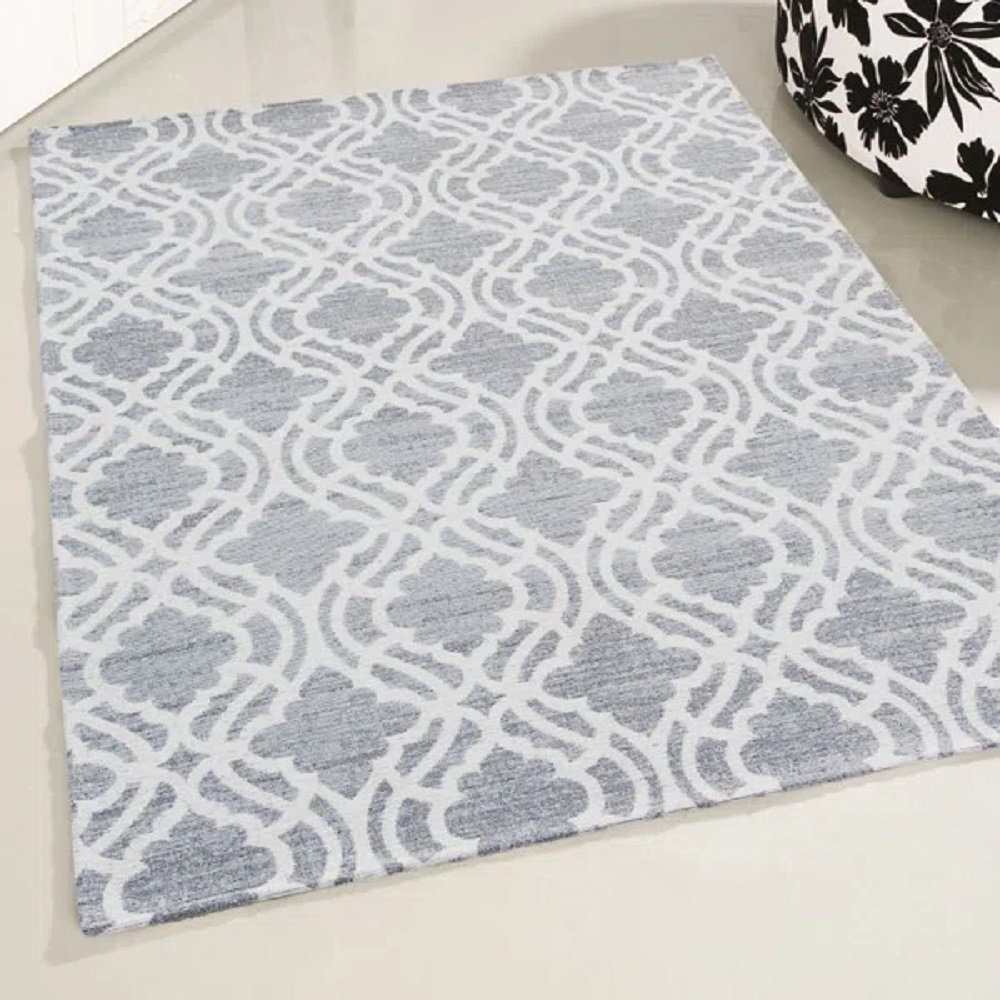 Carina Washable Rugs Trellis Design in Grey