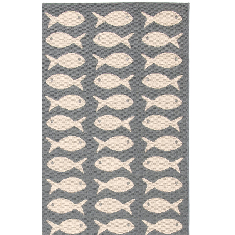 Annika Gray/Beige Indoor/Outdoor Area Rug, Square 4'