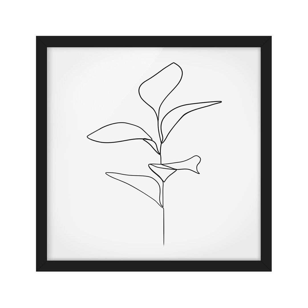 Gerahmtes Poster Line Art Plant Leaves