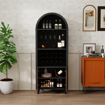 71" Tall Arched Display Bar Cabinet