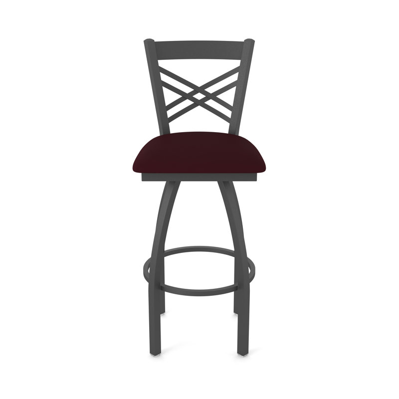Tabouret pivotant 820 Catalina, Étain, Vinyle - bordeaux Canter, Tabouret de comptoir (siège d'une hauteur de 25 p