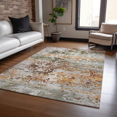 Machine Washable Indoor/Outdoor Xhevrie Terracotta Rug