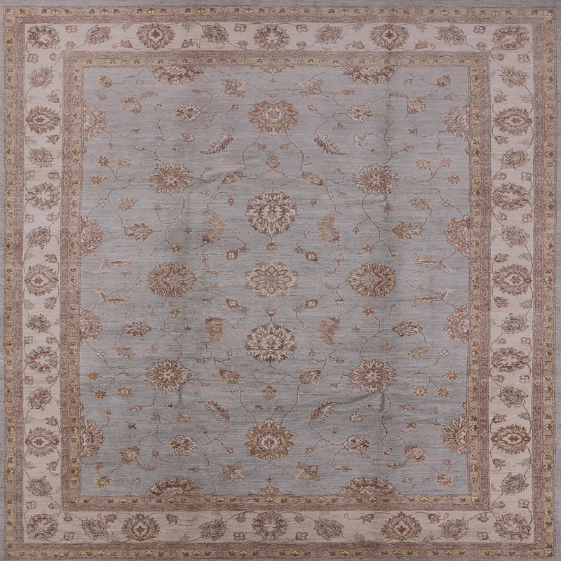 Tapis oriental brun clair / gris Aramazt, Carré 8 pi