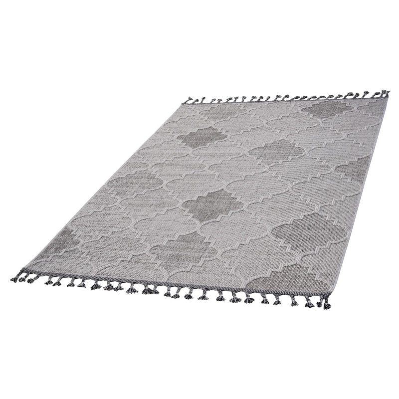 8X10 Area Rug Trellis Indoor-Outdoor, White/Gray, Rectangle 7'9" x 10'