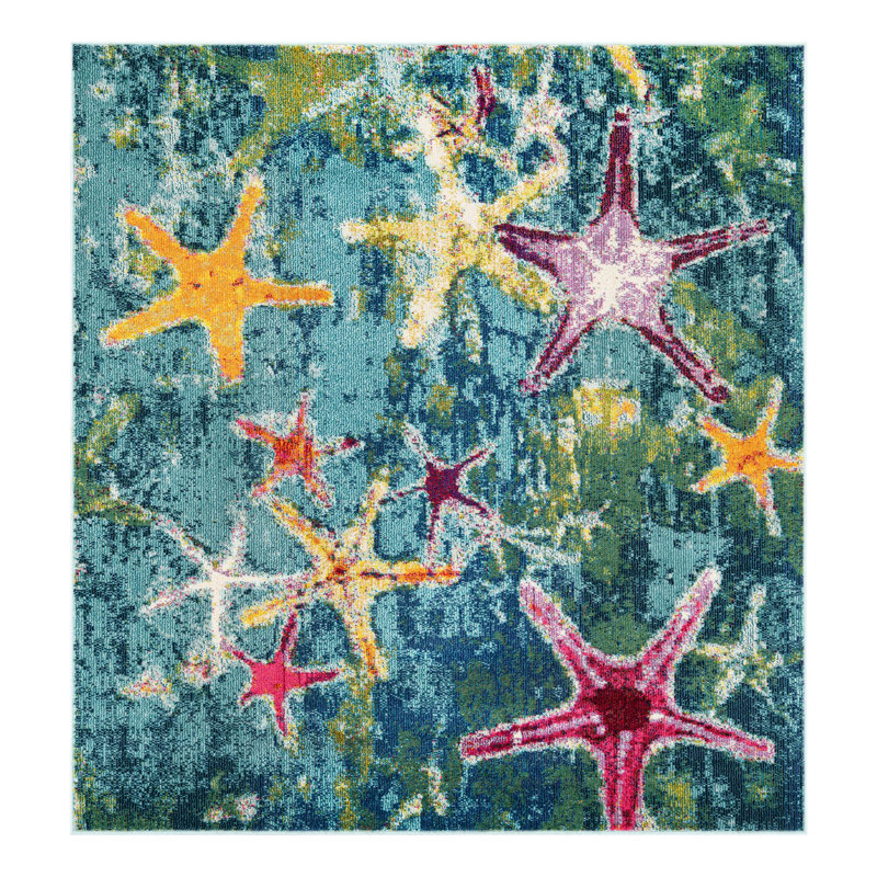 Tapis bleu marine à motif animalier Esposito, Carré 10pi