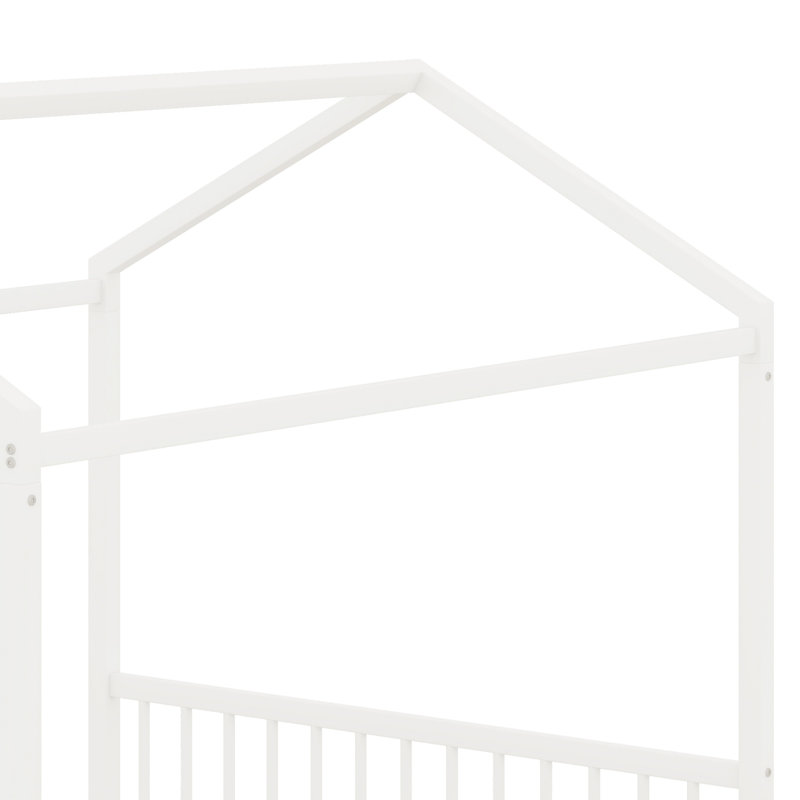 Easy Assemble Montessori Floor Bed in House Shape, White