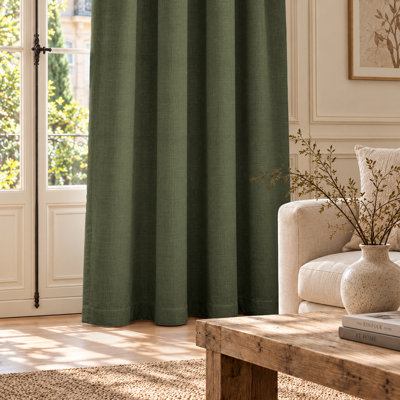 Rideaux 100% lin à double passe-tringle avec passe-tringle pour chambre à coucher / salon