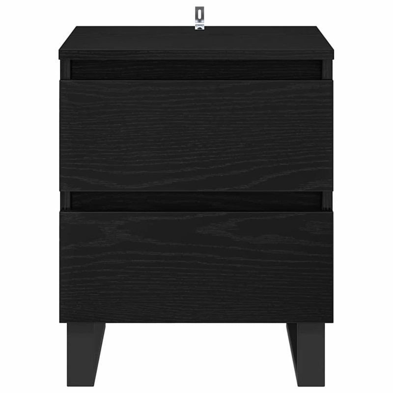40cm W Manufactured Wood Bedside Table, Black Oak