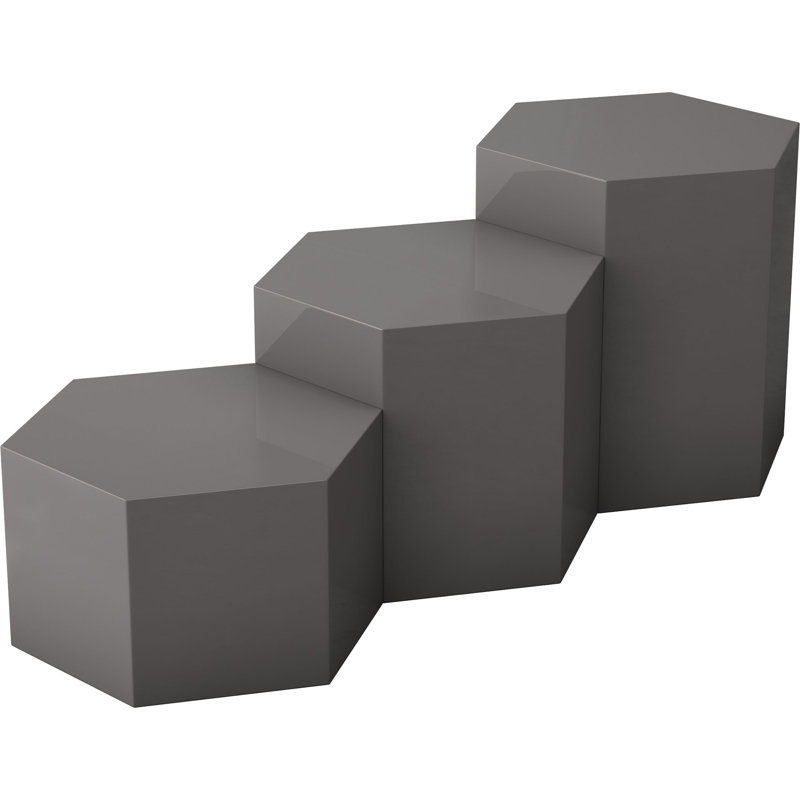 Centre Coffee Table, 10" H x 18" L x 18" W, Glossy Dark Gull Gray