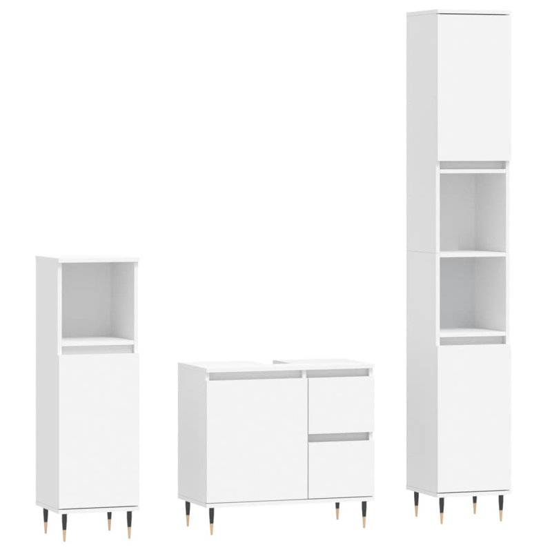 Llorente Bathroom Storage Furniture Set, White