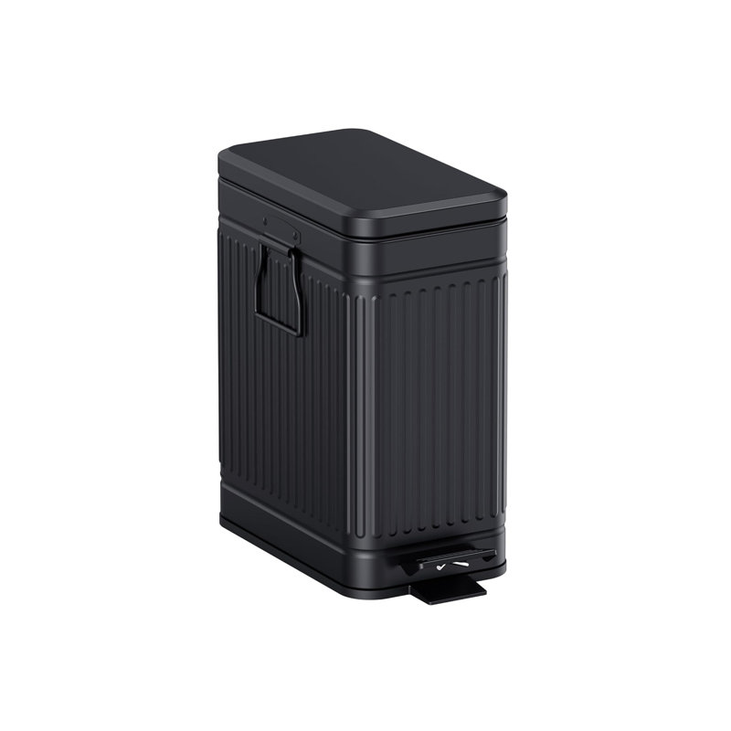 Petite poubelle 2,6 gallons avec couvercle à fermeture en douceur, acier inoxydable, noir