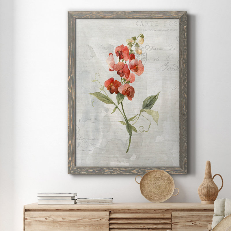 Lin Sweet Pea - peinture sur toile encadrée, Gris, H 20 po x l 17 po x P 1,5 po
