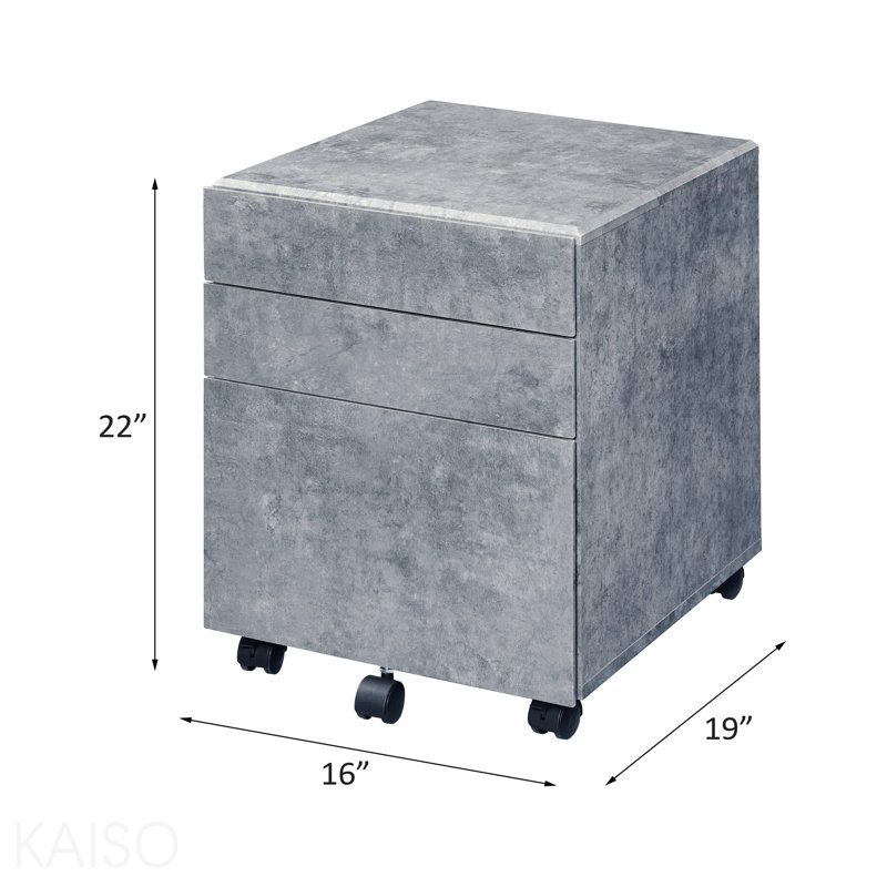 Classeur en faux béton et argent pour rangement de bureau industriel, Pierre grise