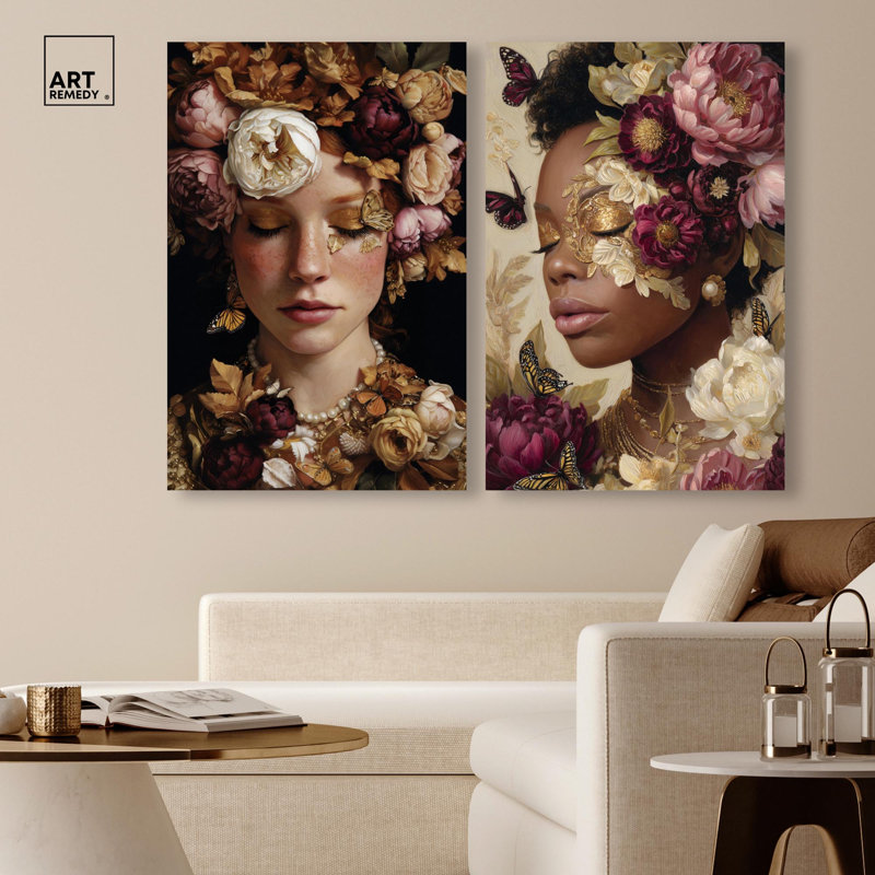 «Masquerade Dreams Set», reproduction d'art sur toile par Art Remedy, galerie tendue, 36 x 54, H 54 po x l 36 po