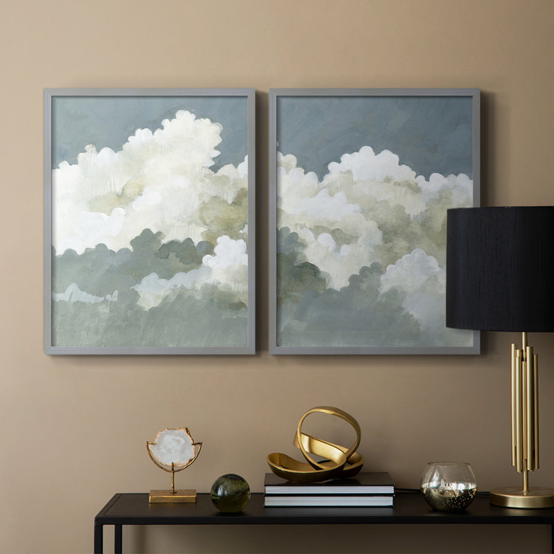 Impression encadrée Big Clouds I-Premium - prête à être accrochée - aucun clou requis - aucun clou requis, Vert