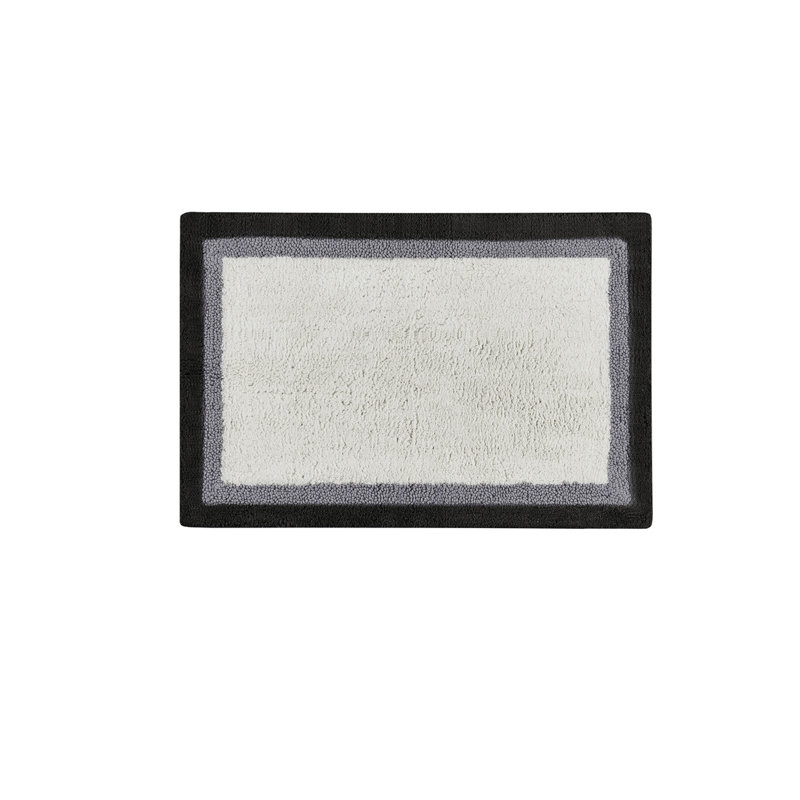 Amherst Black and Gray Cotton Tufted Bath Rug