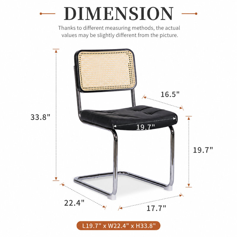 Chaise en porte-à-faux 19,3 po Mid-Century, Black/Black