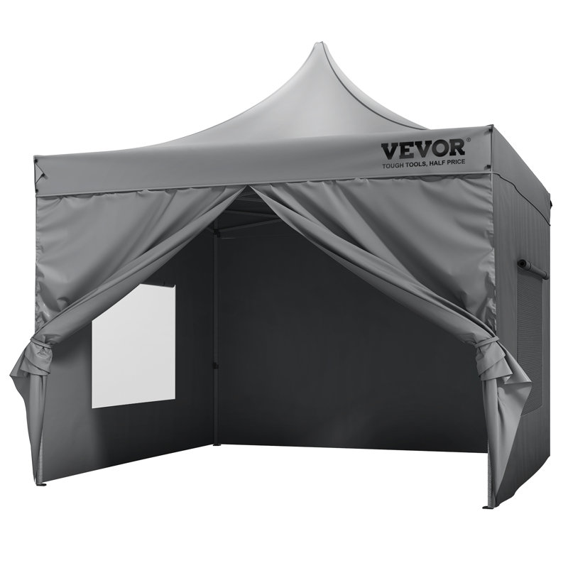 VEVOR 10x10 FT Gray Pop-Up Canopy Tent with Sidewalls