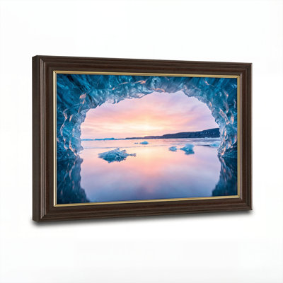 Art mural sur toile en bois naturel pour salon, chambre à coucher, bureau ou vestibule - décoration murale décorative avec grotte de glace