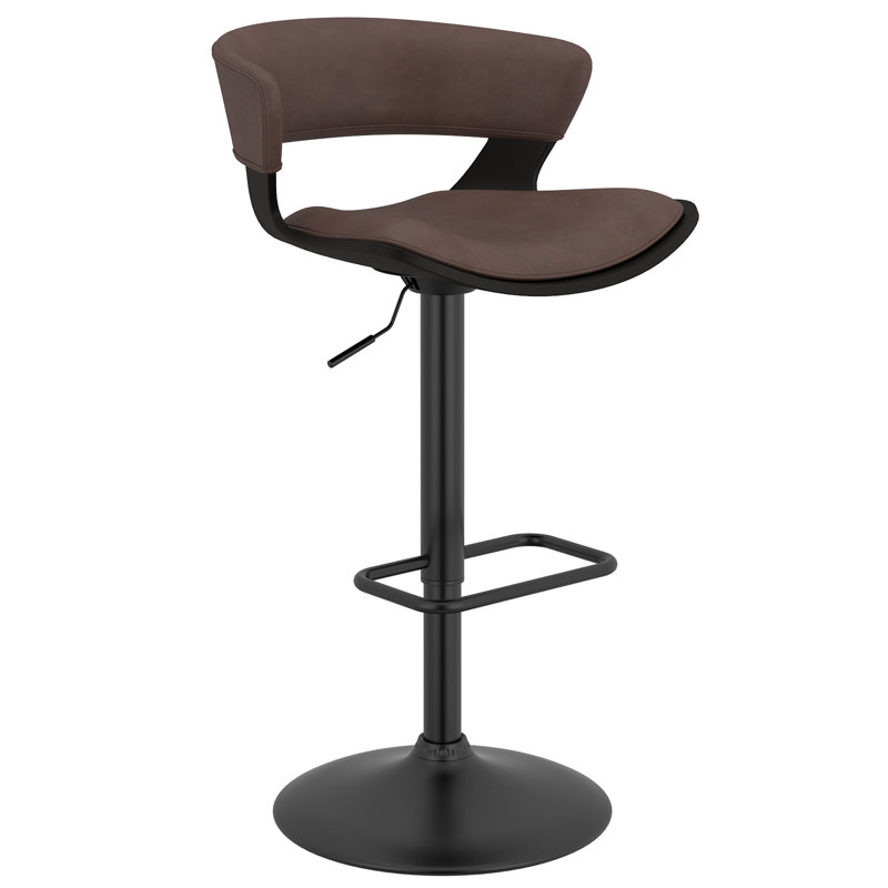 Gonvick Mid Century Modern Adjustable Height Bar Stool, Brown