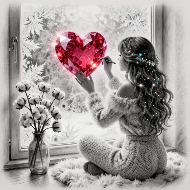 «Winter Heart», art mural sur toile tendue, L 12 po x H 12 po x P 1 po