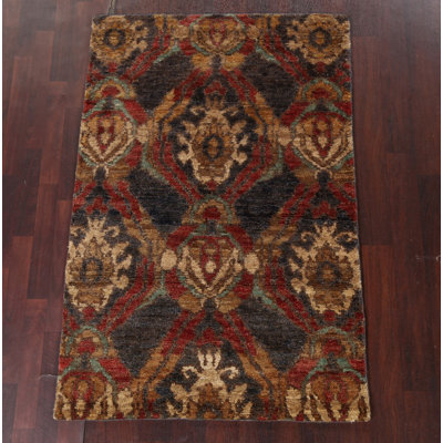 Tapis oriental intérieur / extérieur abstrait noué à la main 4 x 6