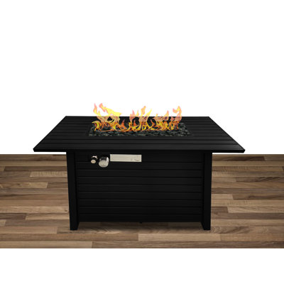 Table de foyer en acier au propane/gaz naturel avec couvercle - 8 heures de combustion, 50 000 BTU, noir, jardin et aménagement extérieur, 8 heures de combustion.