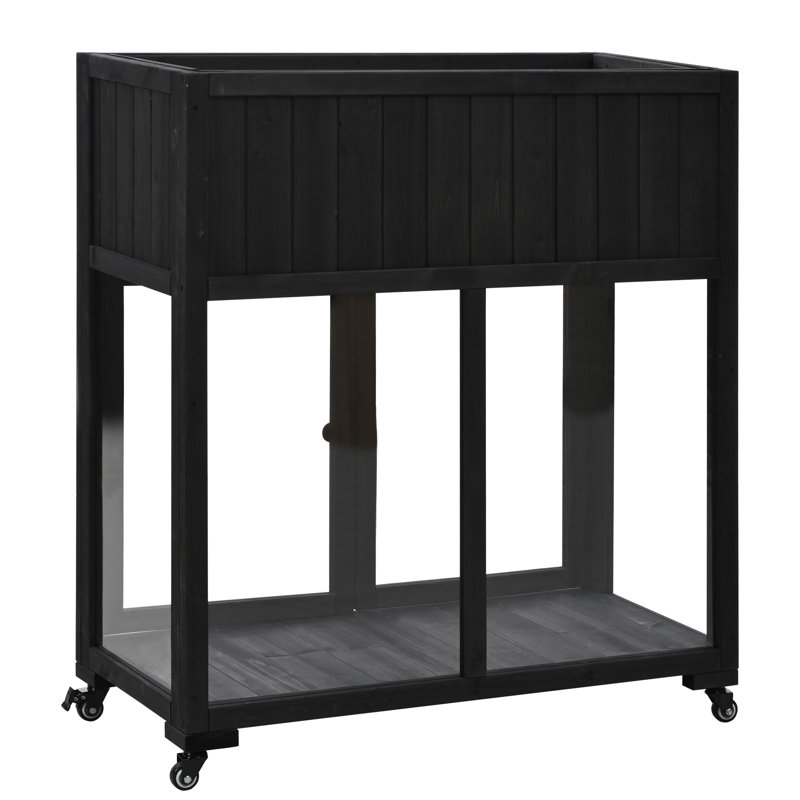 Mini cadre froid en bois pour terrasse 35,4 po x 17,7 po x 37,4 po TopMAX, Noir