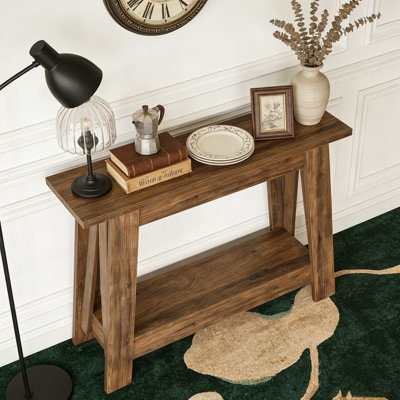 2-Tier Farmhouse Console Table Sofa Entryway Table with Storage