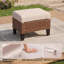 2-Piece Outdoor Wicker Ottoman Set All-Weather Rattan Footstools with Cushions