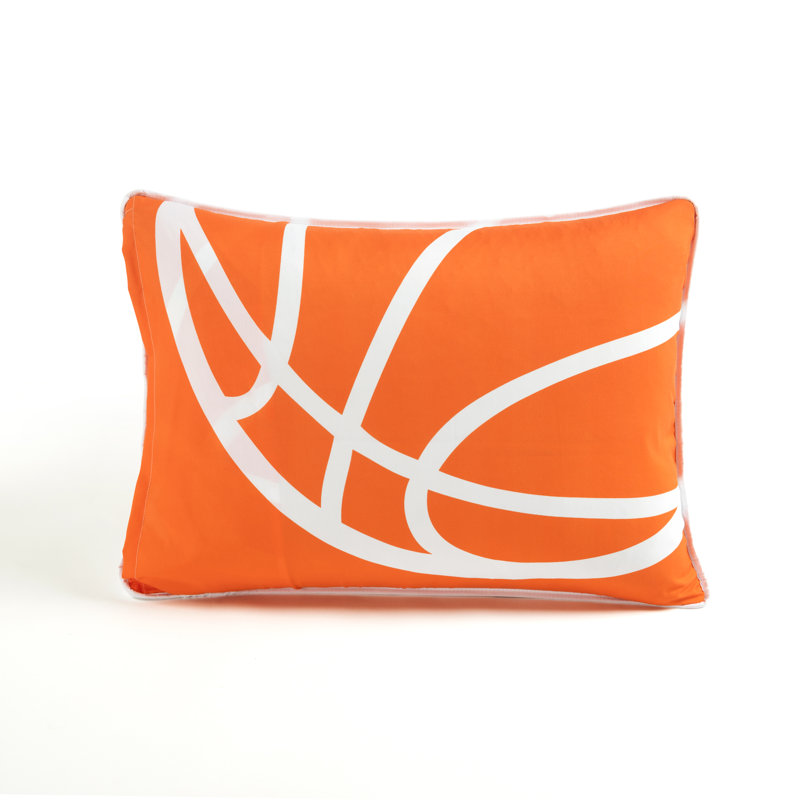 White and Navy Microfiber Reversible Twin Basketball Quilt Set