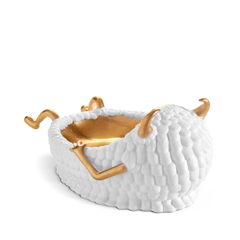 Haas Lazy Susan Catchall, White/Gold