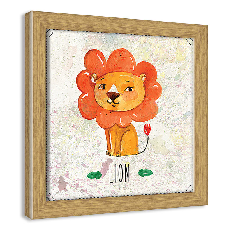 Impression sur papier Jungle Day 1 ', H 8 po x l 8 po x P 1,18 po, Encadré de boîte chêne