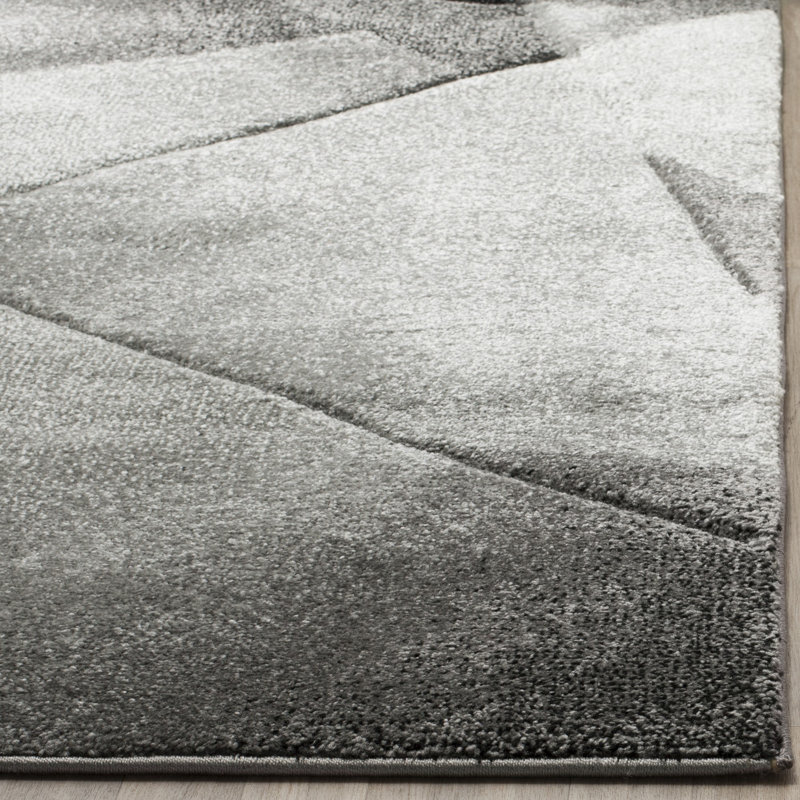 Tapis gris / noir Asumi, Rond 5 pi 3 po