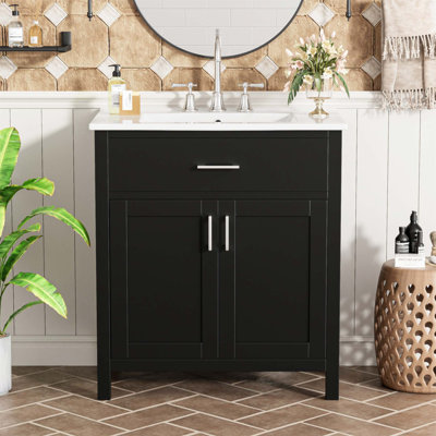 30-Inch Bathroom Vanity With Ceramic Sink And Ample Storage - The Perfect Choice For Small Bathrooms