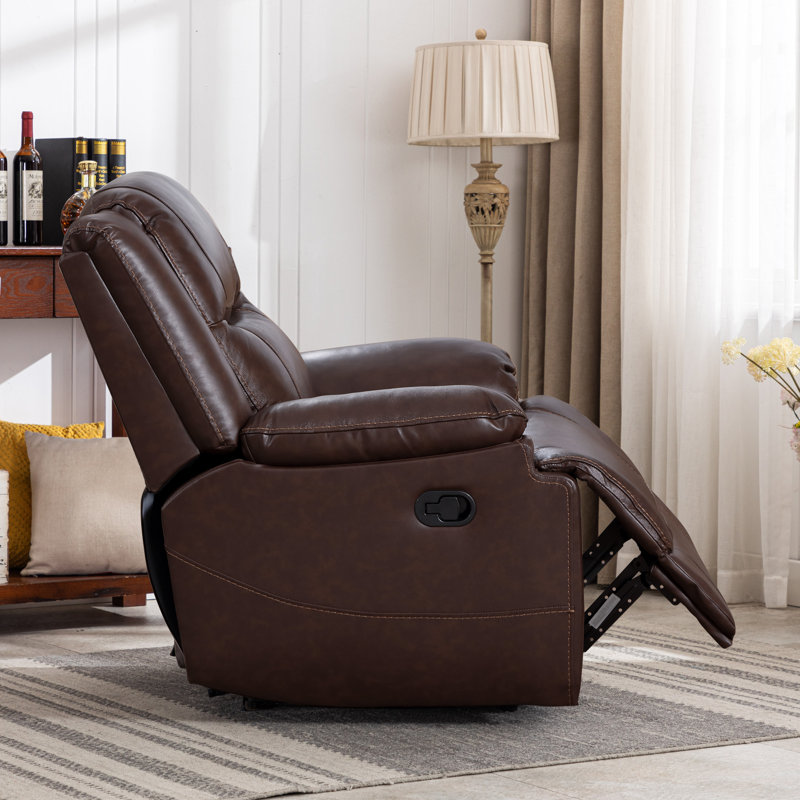 Canapé inclinable en cuir véritable 60 po, Brown