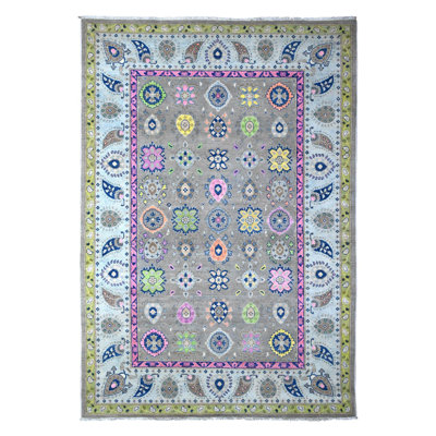 6'0" x 8'8" Dorian Gray Colorful Fusion Kazak Organic Wool Oriental Rug