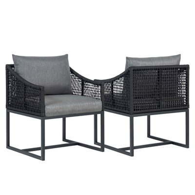 Emediong Premium All-Weather Wicker Outdoor Dining Armchair with Cushion