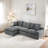 Free-combined Upholstered Sofa Couch With Double-layer Cushion, Side Pockets And Two Throw Pillows-1538244842