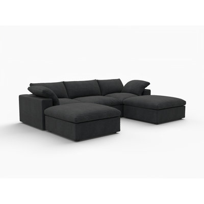  Canapé modulaire en mélange de lin 120 po avec repose-pieds Valencia Valencia
