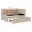 Lit de jour rembourré avec lit gigogne, tablettes de rangement, port USB et prise de courant-243729848
