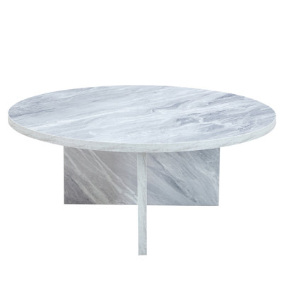 Fashionable White Sideboard Table, 31.5 In. Width & 13.95 Height, Heat Glass Look Coffee 31.5X31.5X13.95 Inches, Contemporary Design