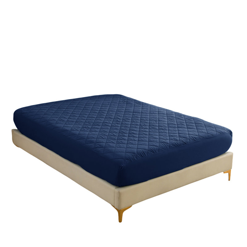 Protège-matelas imperméable à motif de losanges, Twin, Marine