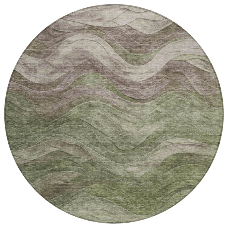 Elion Green Washable Indoor-Outdoor Rug - LOOMLAN, 2'6" x 3'10"