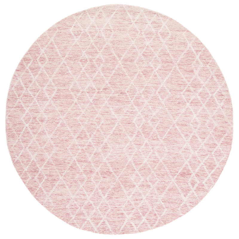 Tapis géométrique en laine et en coton touffeté à la main Gilligan, Rond 6 pi