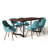 Malden / Watkins 7-Piece Modern Industrial Dining Set with Solid Mango Wood Table and 6 Upholstered Chairs-1294147557