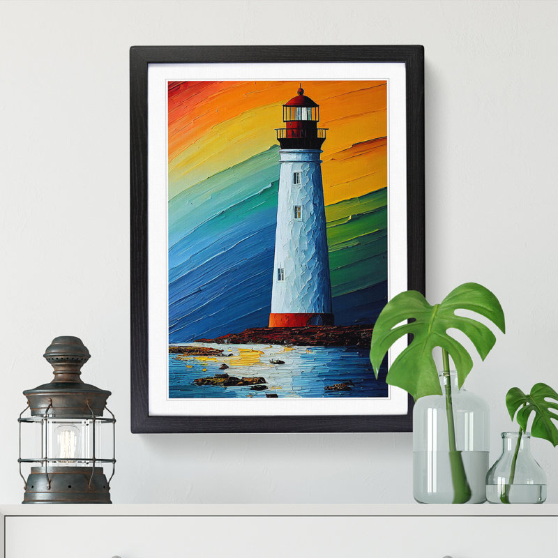 Painted Lighthouse Vol.3 - Picture Frame Print, Black, 64cm H x 46cm W x 2cm D