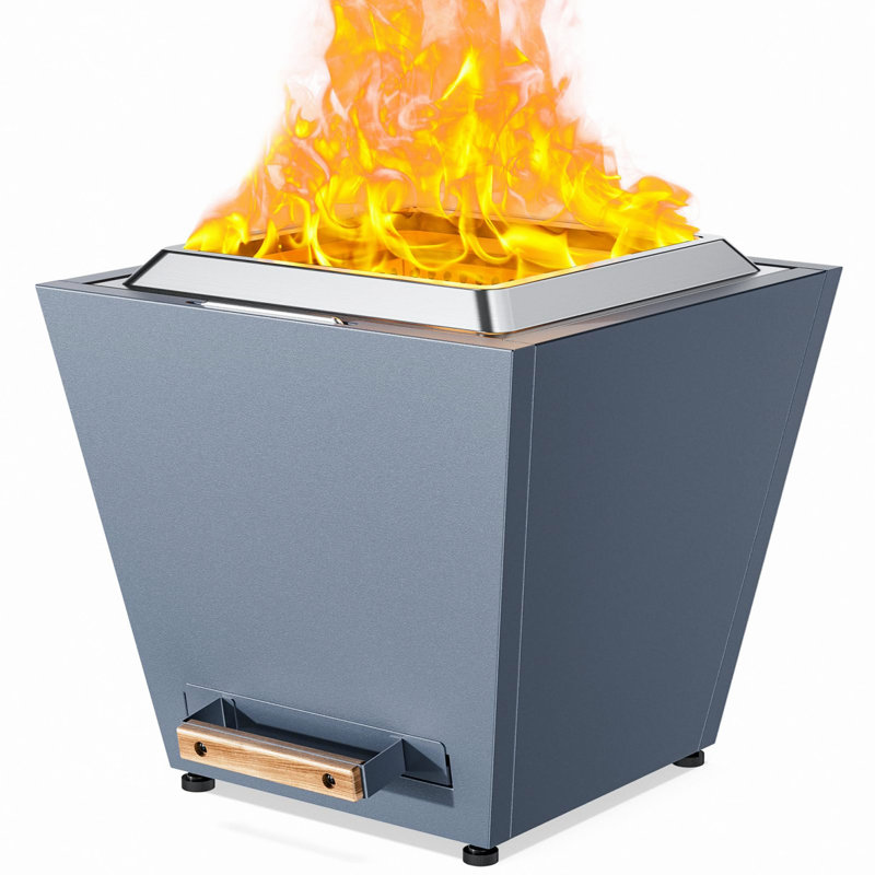 Foyer d'extérieur sans fumée de 20 po, cendrier escamotable, foyers extérieurs portatifs, poignée de transport pour feu de camp de patio, acier inoxydable