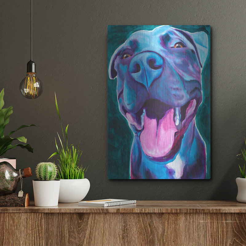 «Pit Bull - Bleu ciel» par Dawg Painter, H 16 po x l 12 po
