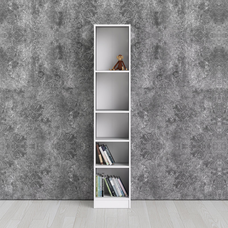 Bibliothèque étroite 5 tablettes Darwen, Blanc